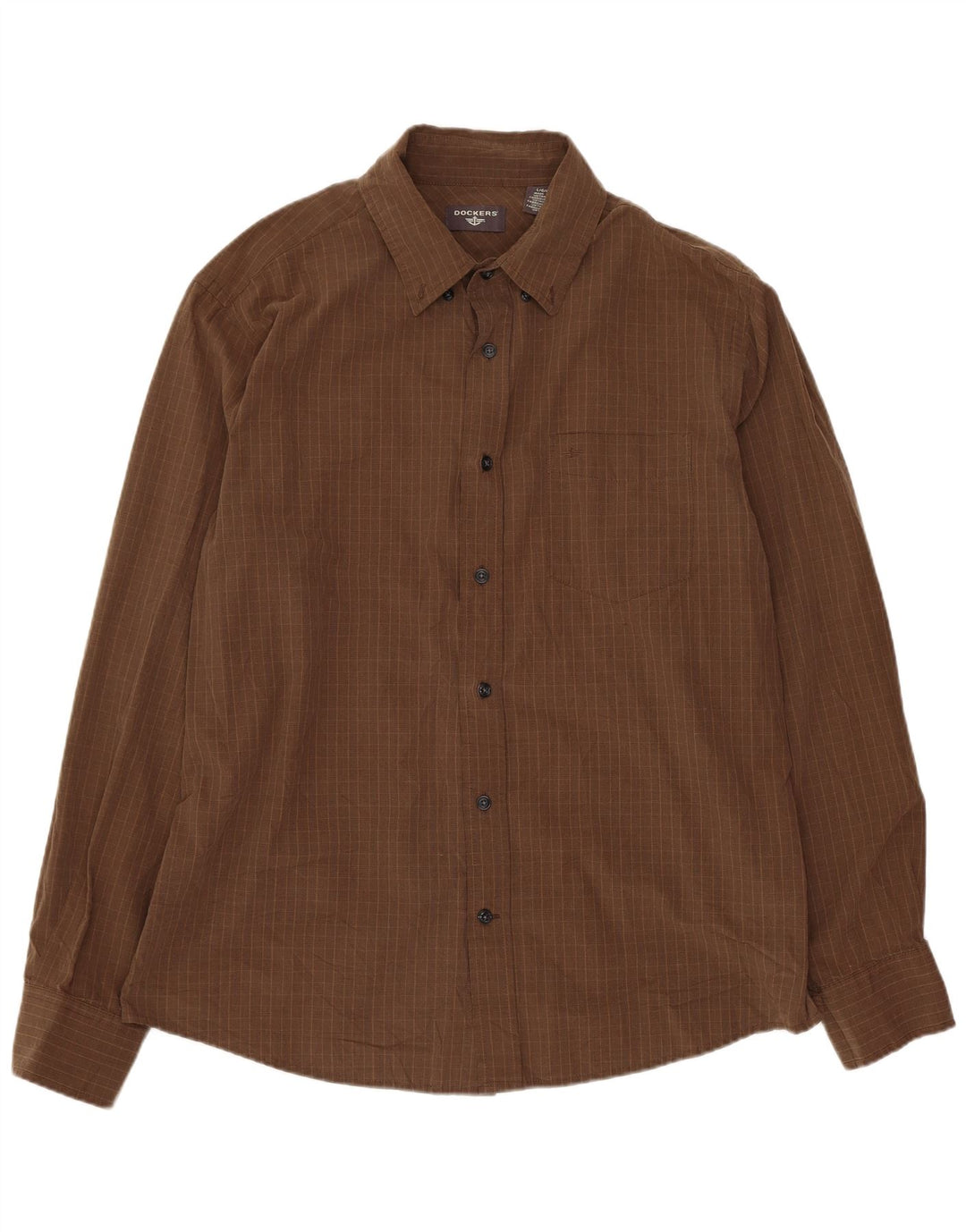 Dockers Mens Shirt Large Brown Check Cotton