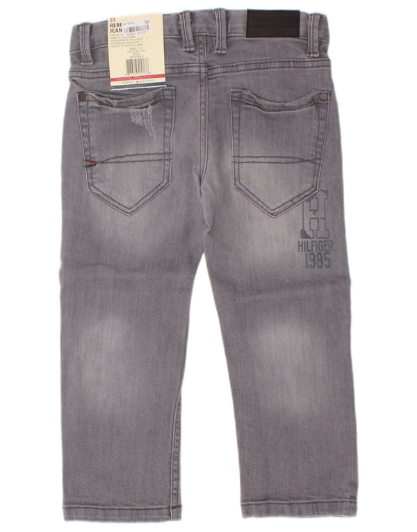 Tommy Hilfiger Boys Distressed Straight Jeans 2-3 Years W22 L15 Grey Cotton