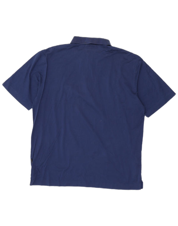 Hugo Boss Mens Zip Neck Polo Shirt XL Navy Blue Cotton