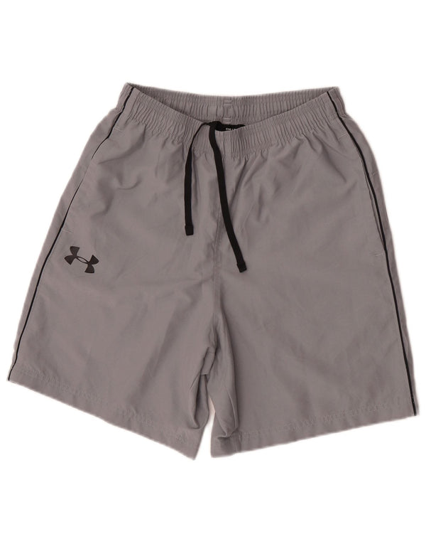 Under Armour Mens Heat Gear Graphic Sport Shorts Small  Grey Polyester