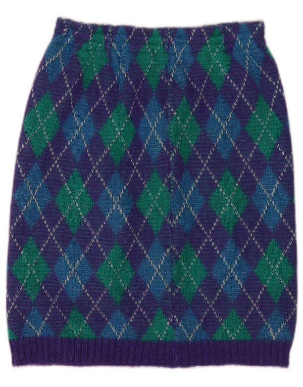 Vintage Womens Knit Pencil Skirt IT 34 2XS W26 Multicoloured Argyle/Diamond