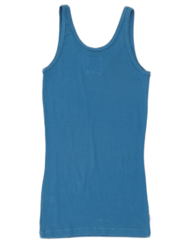 Franklin & Marshall Womens Graphic Vest Top UK 12 Medium Blue Cotton