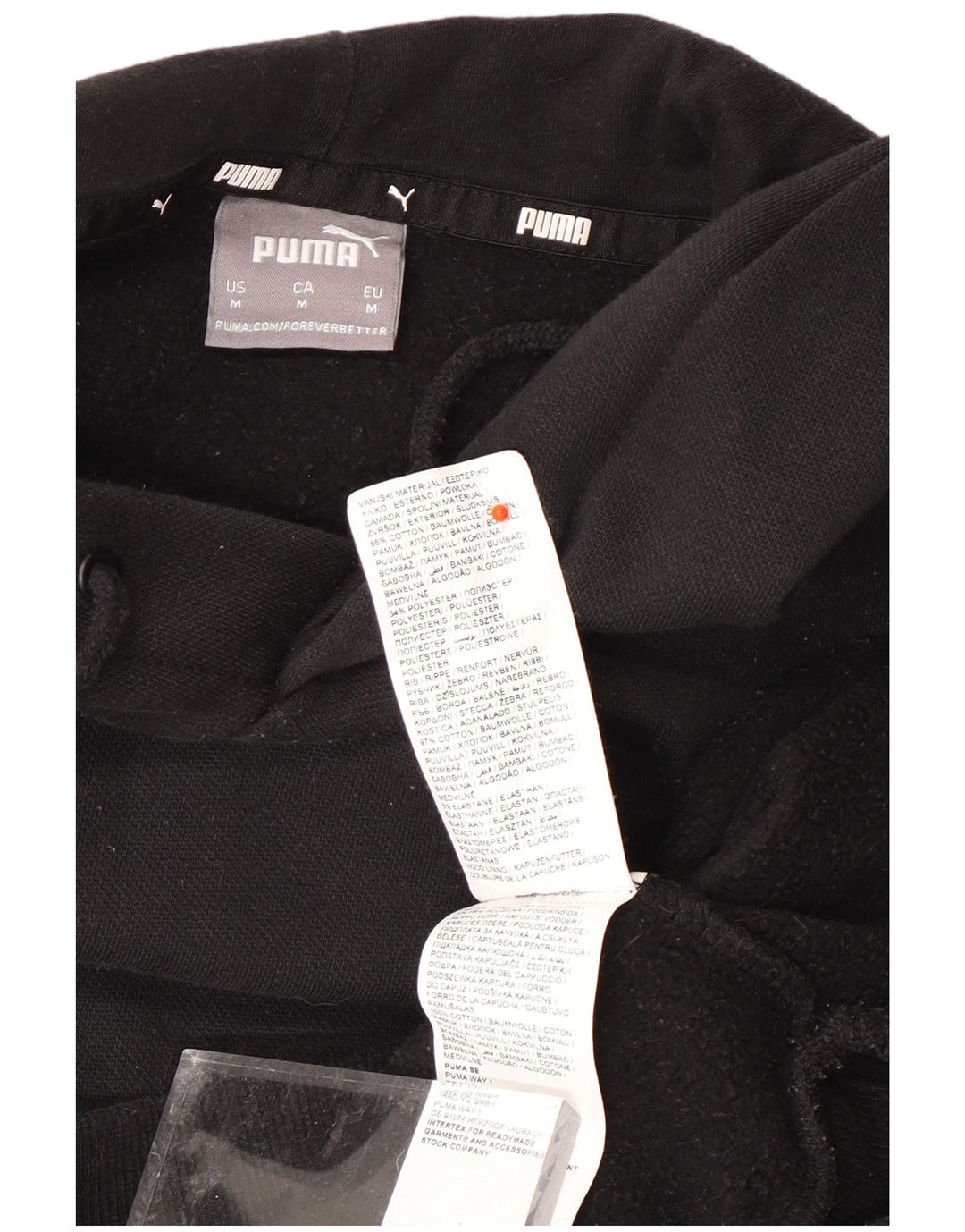 PUMA Mens Hoodie Jumper Medium Black Cotton