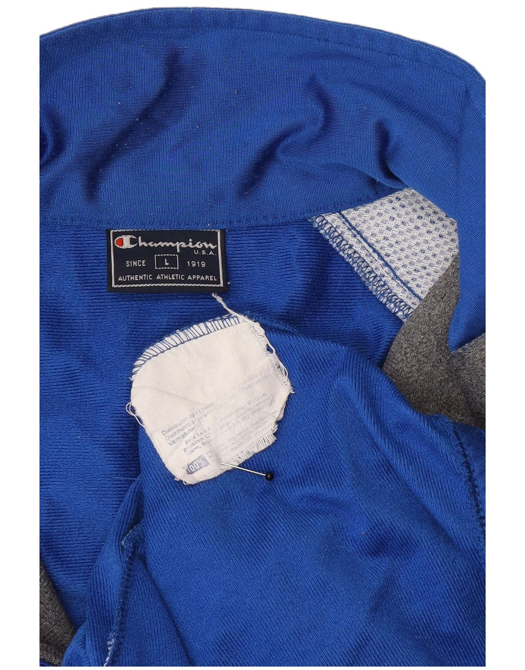 Champion Mens Graphic Tracksuit Top Jacket Large Blue Colourblock Polyester