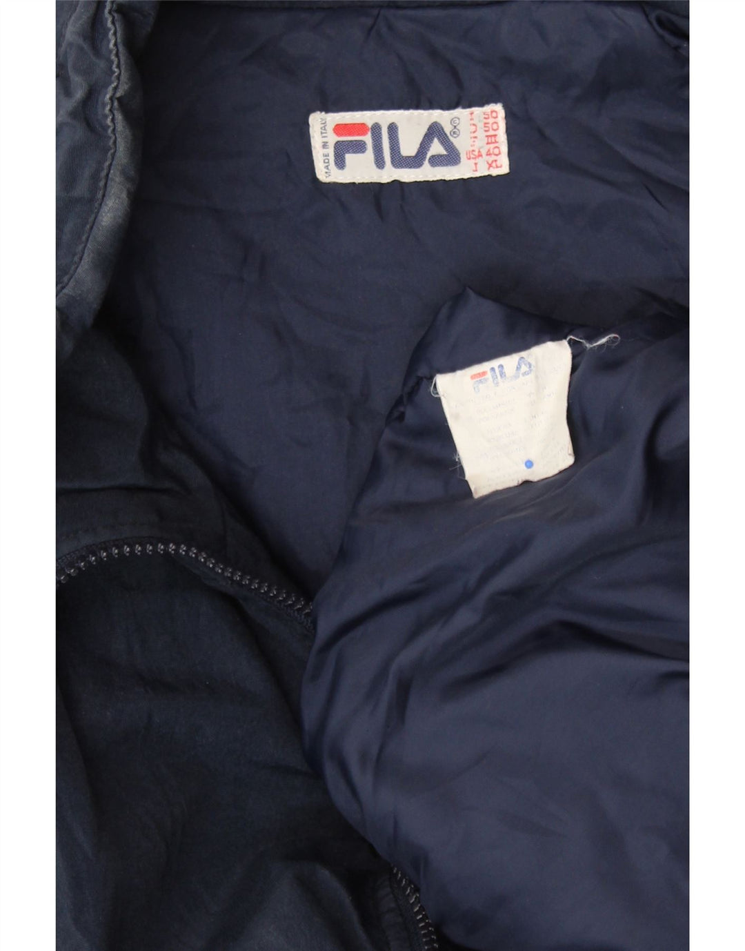 FILA Mens Magic Line Padded Jacket UK 42 XL Navy Blue Colourblock