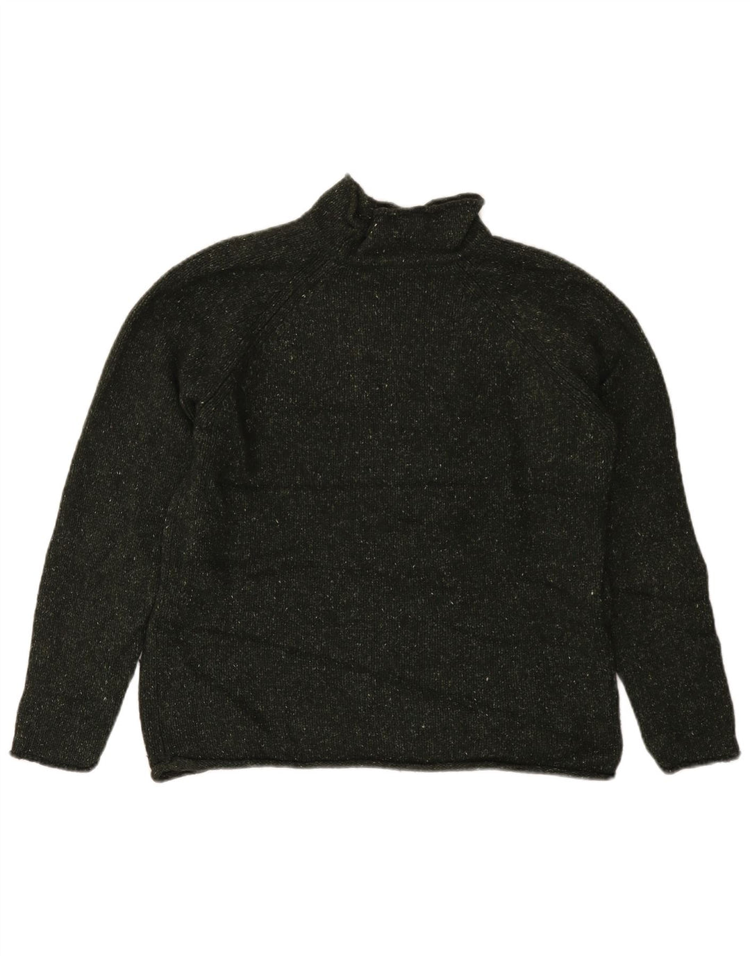 EDDIE BAUER Womens Turtle Neck Jumper Sweater UK 14 Medium Khaki Flecked