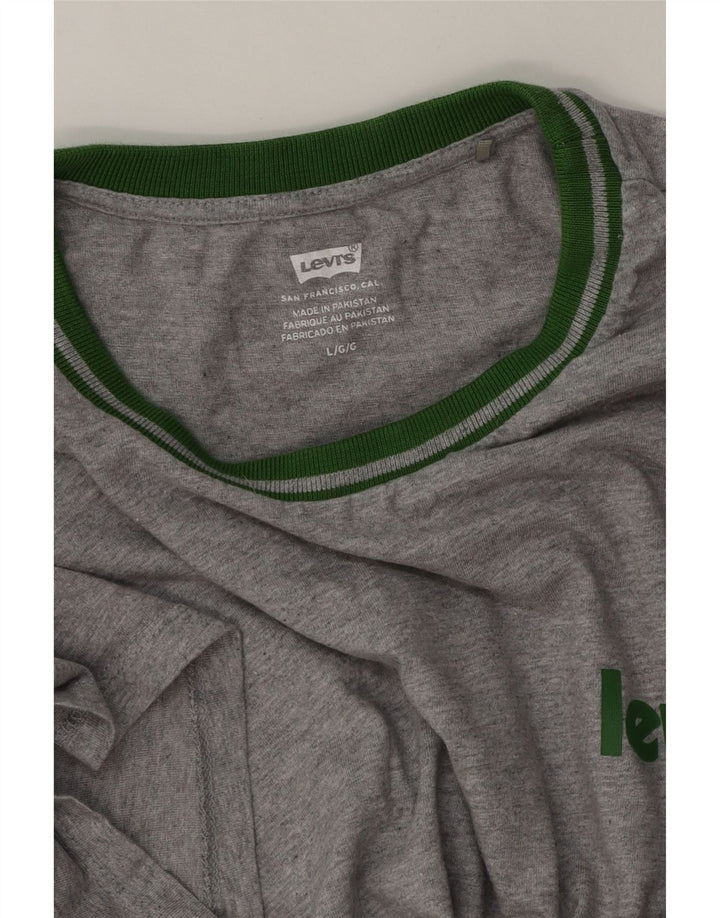 LEVI'S Womens Crop T-Shirt Top UK 16 Large Grey Vintage Levi's and Second-Hand Levi's from Messina Hembry 