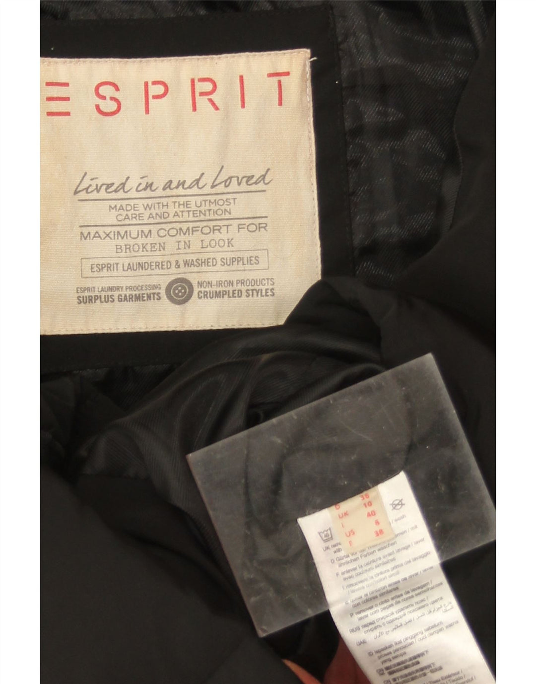 Esprit Womens Hooded Oversized Padded Jacket UK 10 Small Black Polyester