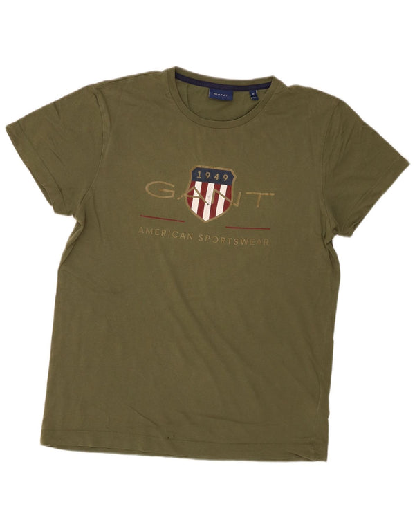 Gant Mens Graphic T-Shirt Top Medium Khaki Cotton