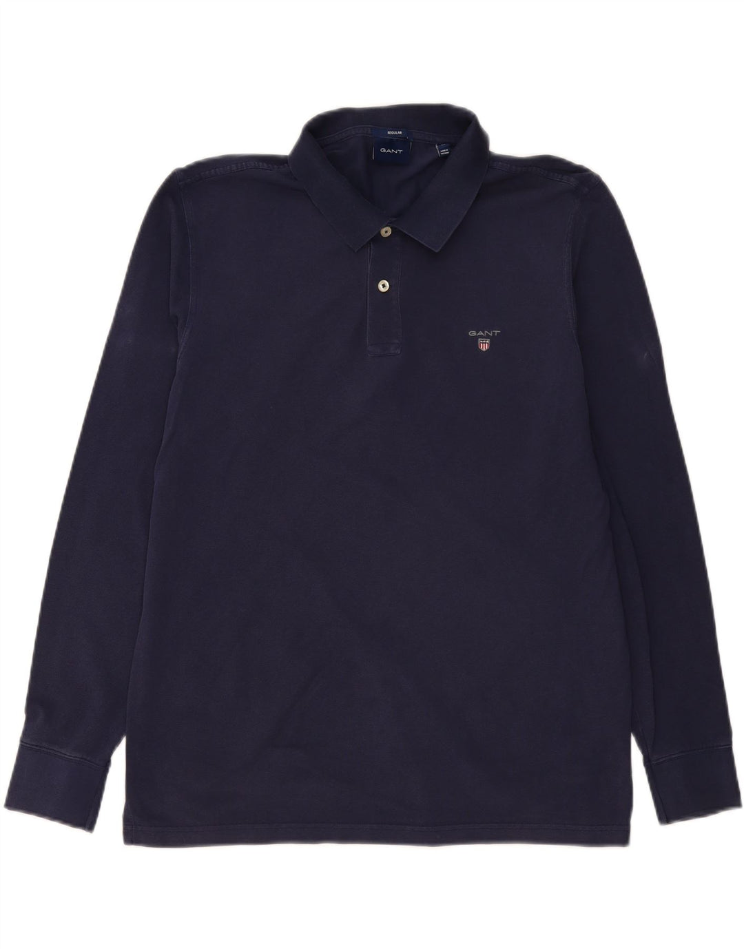 GANT Mens Regular Long Sleeve Polo Shirt XL Navy Blue Cotton