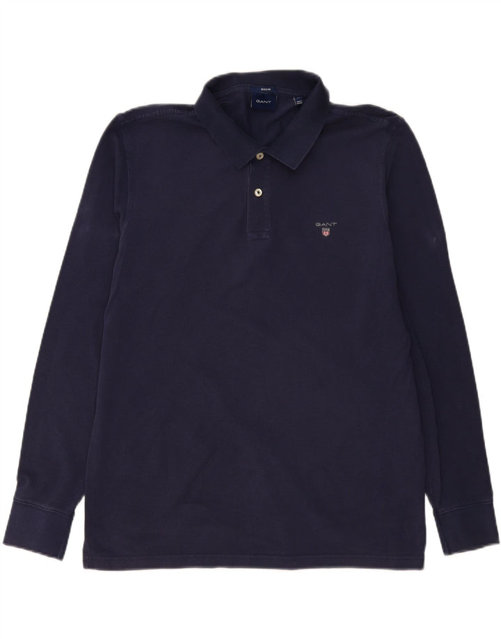 GANT Mens Regular Long Sleeve Polo Shirt XL Navy Blue Cotton