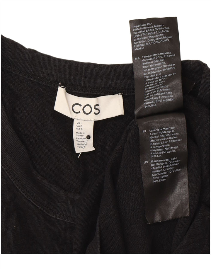Cos Mens T-Shirt Top Large Black Cotton