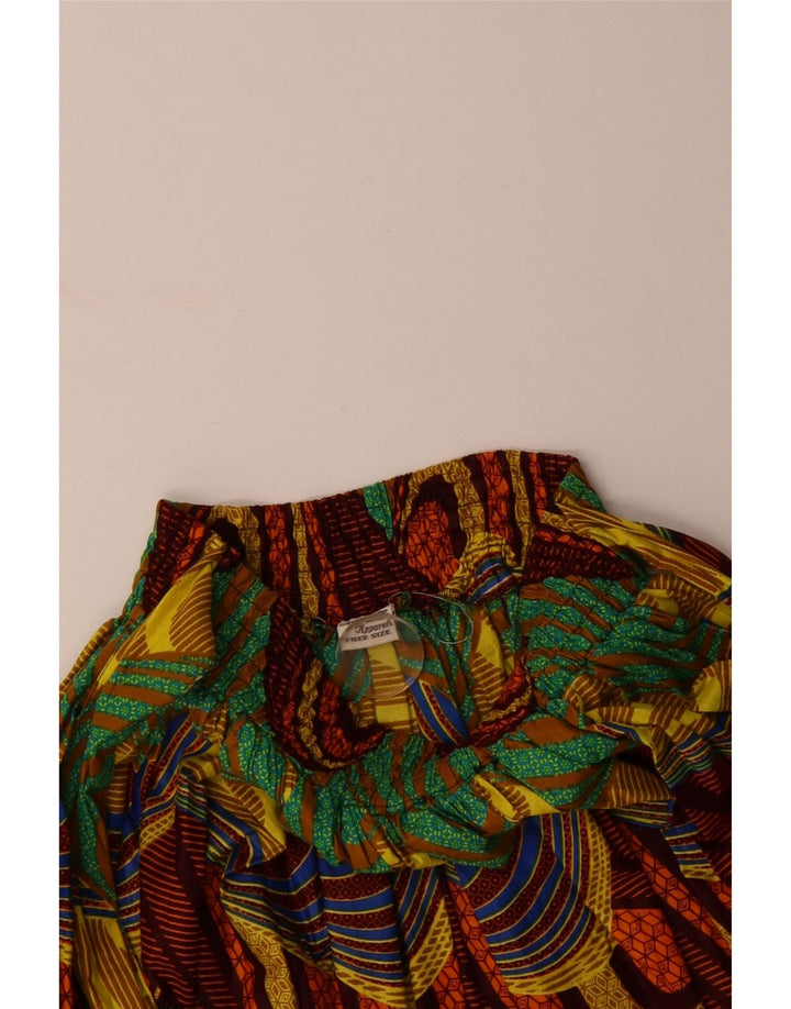 VINTAGE Womens Abstract Pattern A-Line Skirt One Size Multicoloured Cotton