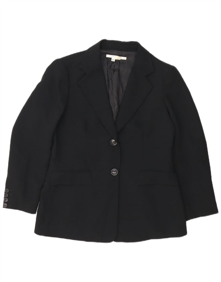 Zara Womens 2 Button Blazer Jacket EU 44 XL Black Polyester
