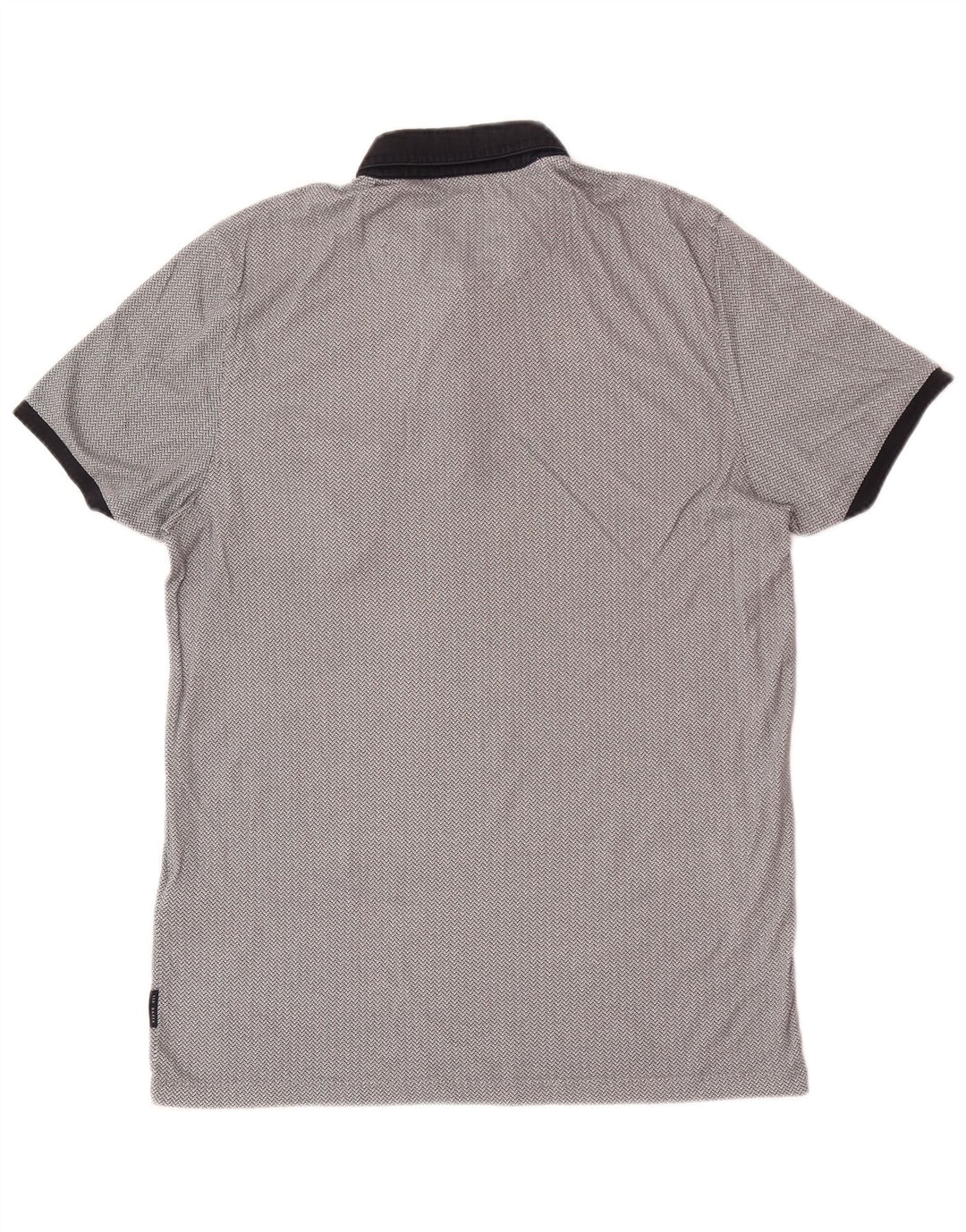 Ted Baker Mens Regular Fit Polo Shirt Size 3 Medium Grey Geometric Cotton