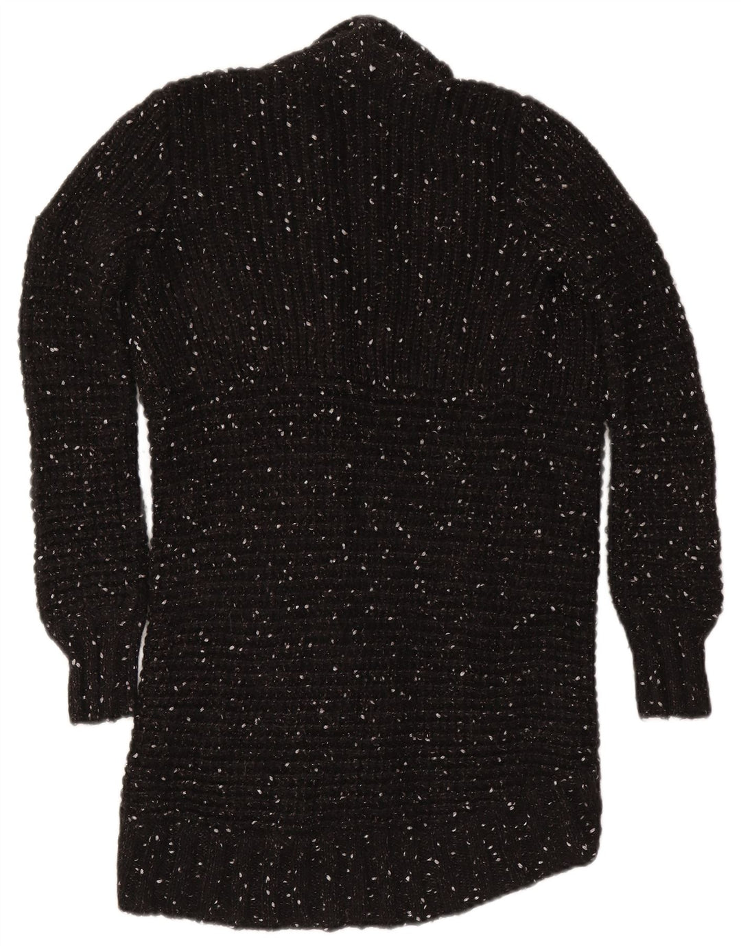 Gaudi Womens Longline Open Cardigan Sweater UK 10 Small Black Flecked Nylon