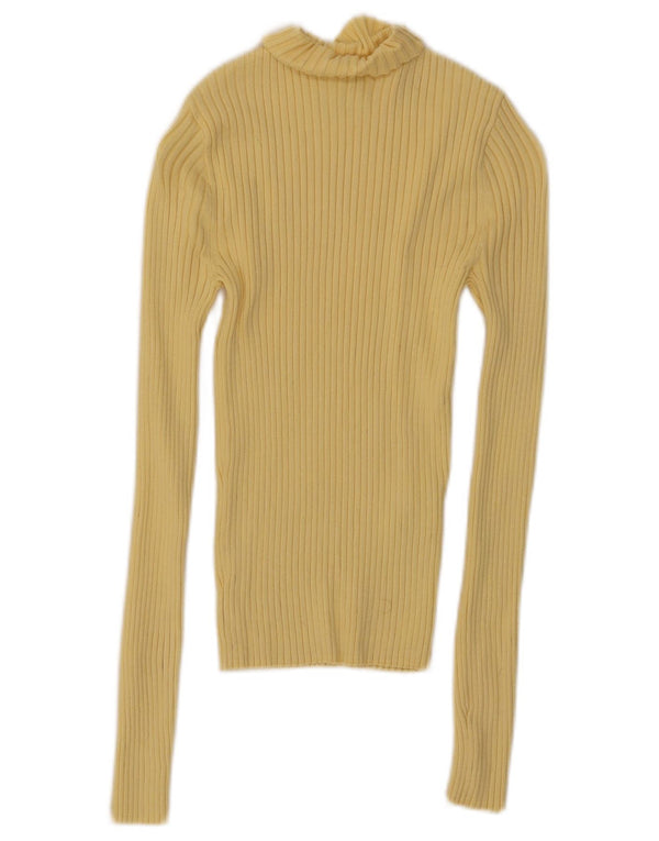 Zara Womens Crop Top Long Sleeve UK 8 Small Yellow Viscose