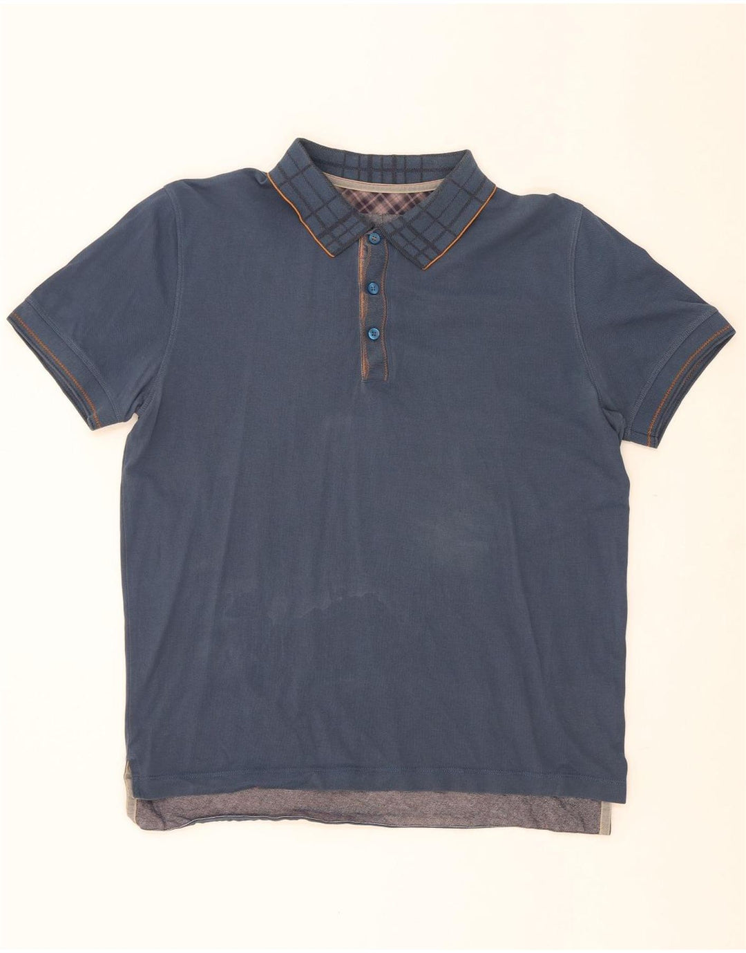 Hugo Boss Mens Regular Fit Polo Shirt Medium Navy Blue Check Cotton