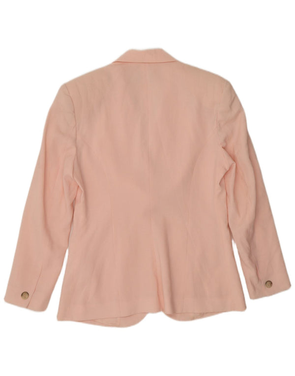 Benetton Womens 3 Button Blazer Jacket IT 42 Medium Pink Wool