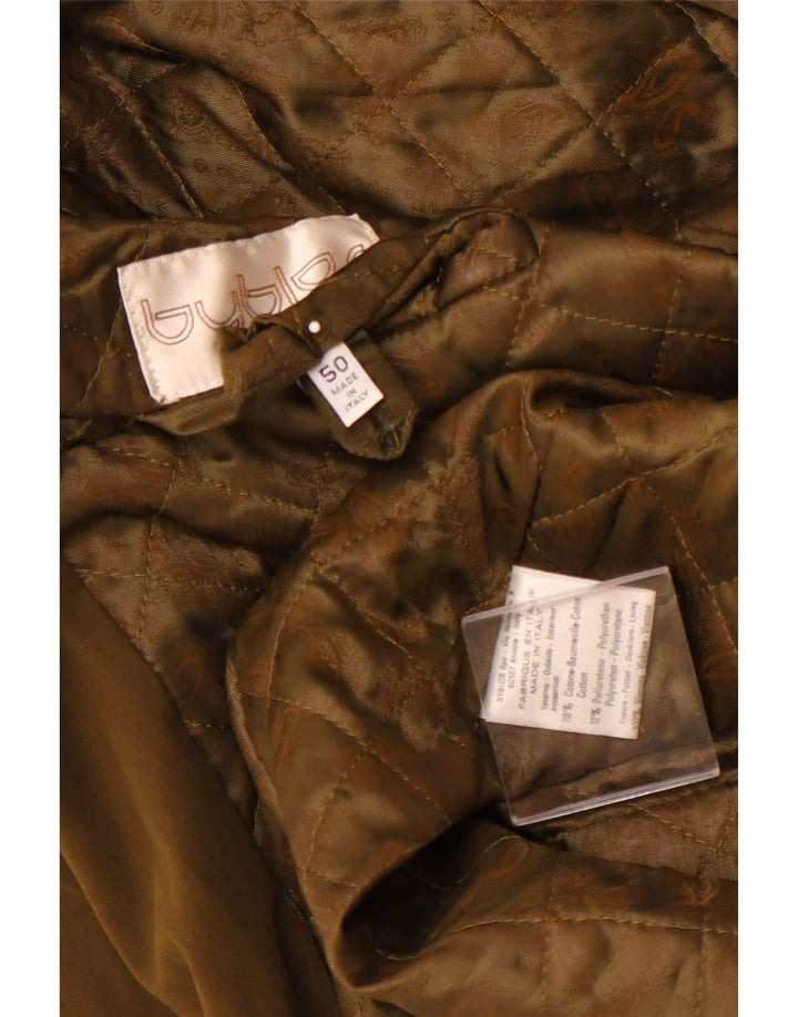 BYBLOS Mens Overcoat IT 50 Large Khaki Cotton