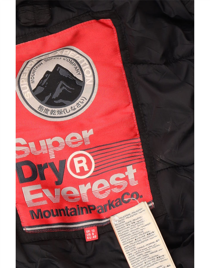 Superdry Womens Parka Jacket UK 12 Medium Black Winter