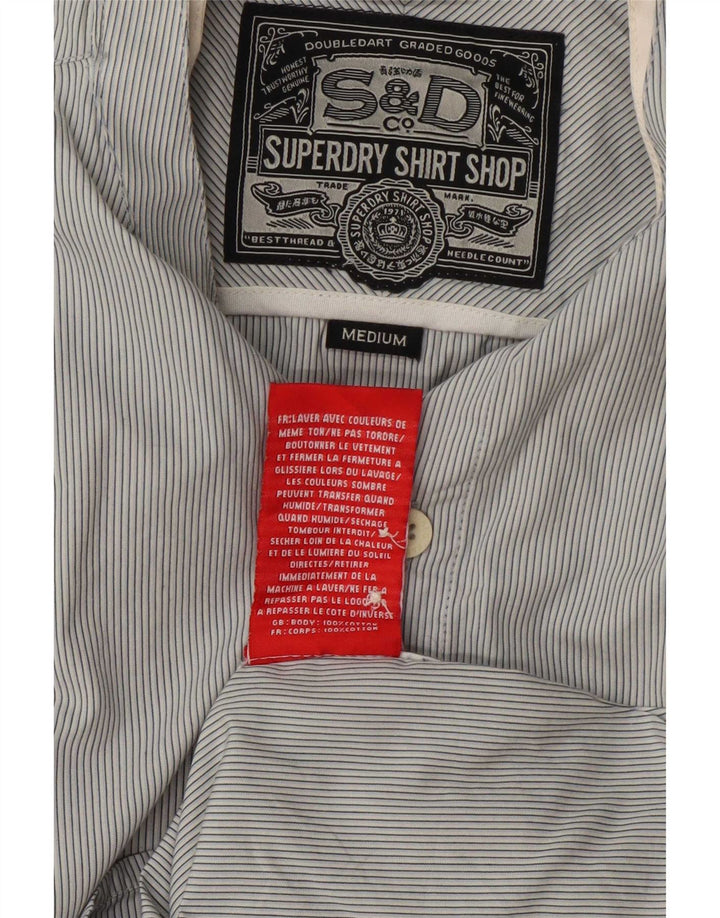 Superdry Mens Shirt Medium Grey Pinstripe Cotton