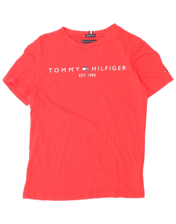 Tommy Hilfiger Boys Graphic T-Shirt Top 11-12 Years Red Cotton