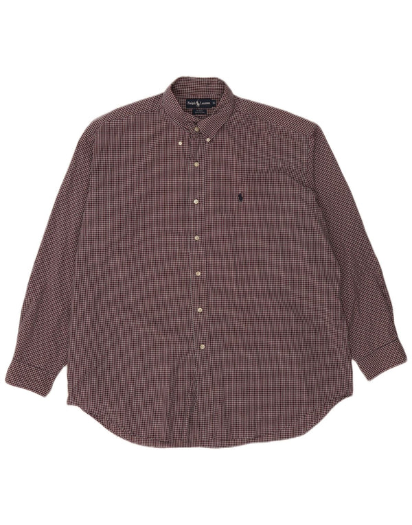 Ralph Lauren Mens Blake Loose Fit Shirt XL Burgundy Check Cotton