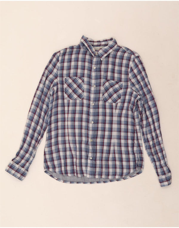 Laura Ashley Womens Shirt UK 12 Medium  Blue Check Cotton