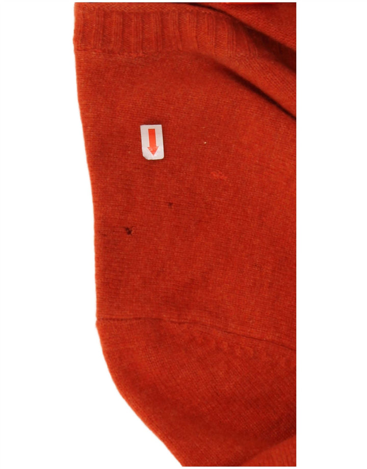 HUGO BOSS Mens Crew Neck Jumper Sweater Medium Orange Virgin Wool
