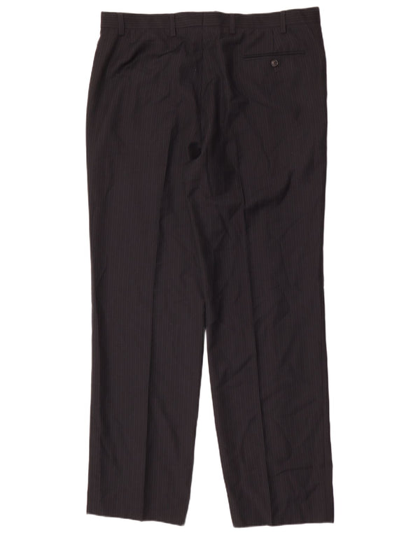 Marks & Spencer Mens Suit Trousers W38 L33 Navy Blue Striped Polyester