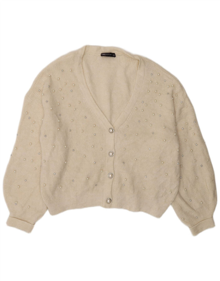Marks & Spencer Womens Oversized Cardigan Sweater UK 16 Large Off White
