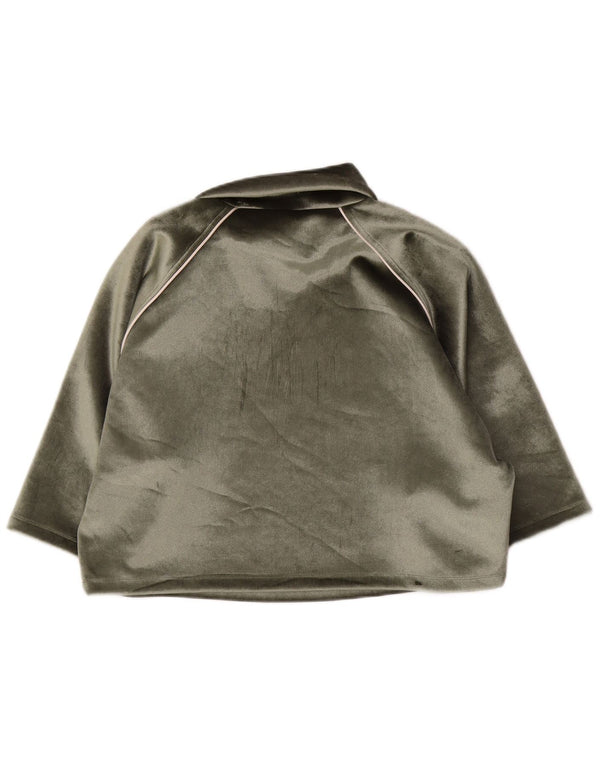 Adidas Womens Oversized Velour Top 3/4 Sleeve UK 8 Small Green Polyester