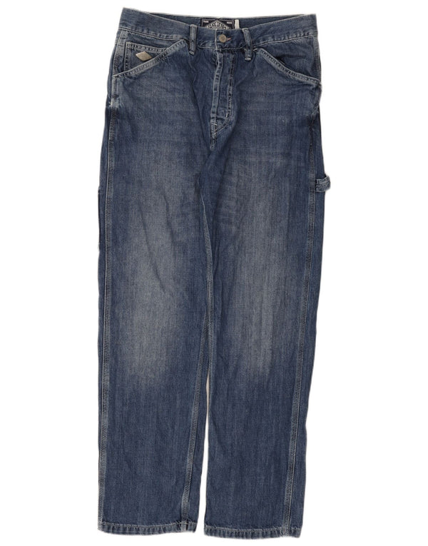 Superdry Mens Cargo Straight Jeans W31 L32 Blue Cotton