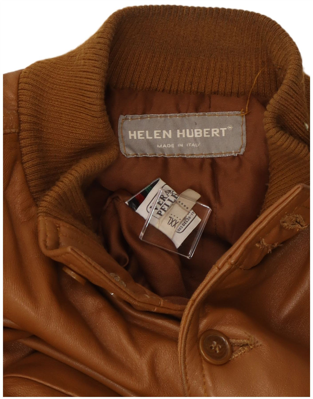 Helen Hubert Mens Leather Jacket UK 44 2XL Brown Leather
