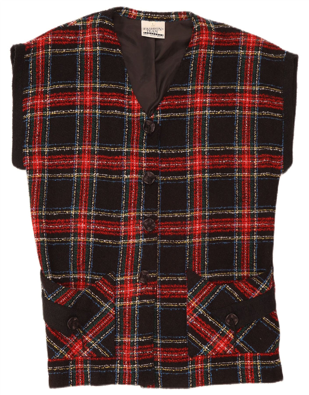 VINTAGE Womens Oversized 4 Button Blazer Jacket UK 10 Small Red Plaid