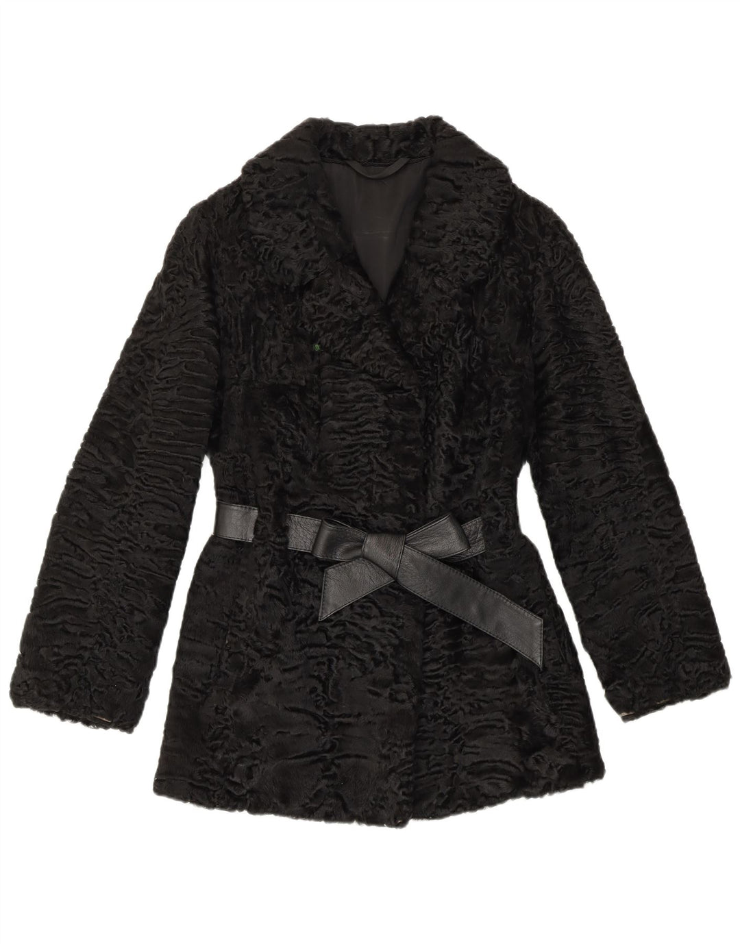 VINTAGE Womens Faux Fur Jacket UK 12 Medium Black