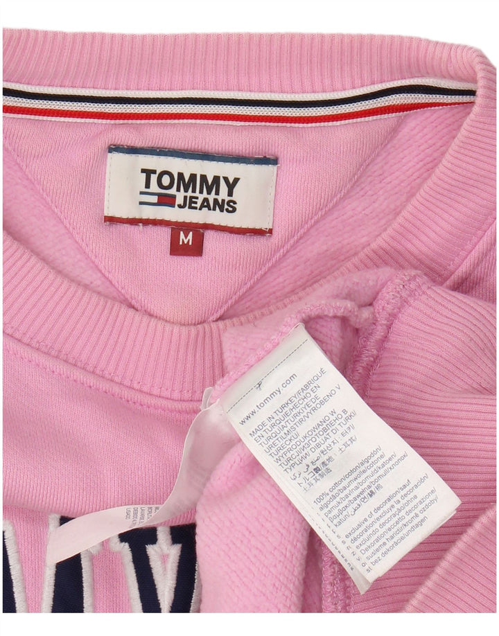 TOMMY HILFIGER Womens Oversized Sweatshirt Jumper UK 14 Medium Pink