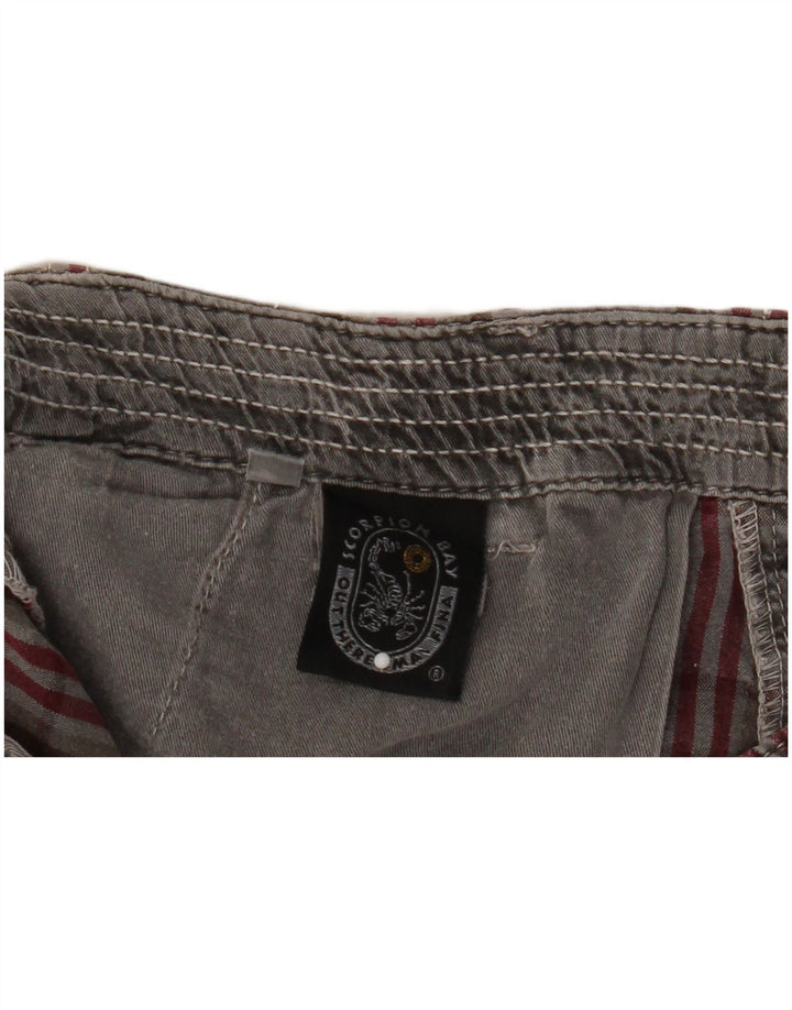Scorpion Bay Mens Cargo Shorts W36 Large Grey Check Cotton