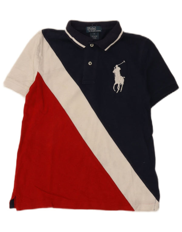 Polo Ralph Lauren Boys Shirt 6-7 Years Navy Blue Colourblock Cotton