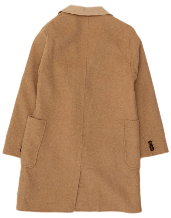Zara Girls Double Breasted Coat 13-14 Years Beige Wool