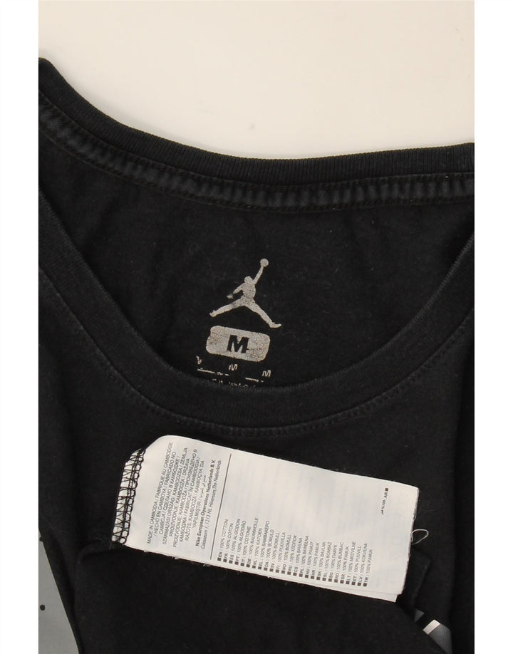 JORDAN Mens Graphic T-Shirt Top Medium Black Cotton