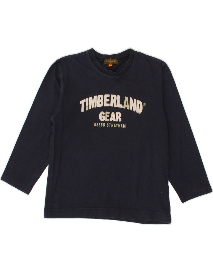 TIMBERLAND Boys Graphic Top Long Sleeve 7-8 Years Navy Blue Vintage Timberland and Second-Hand Timberland from Messina Hembry 