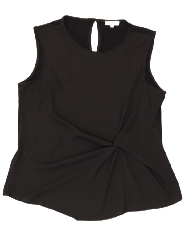 WAREHOUSE Womens Sleeveless Blouse Top UK 16 Large Black Viscose