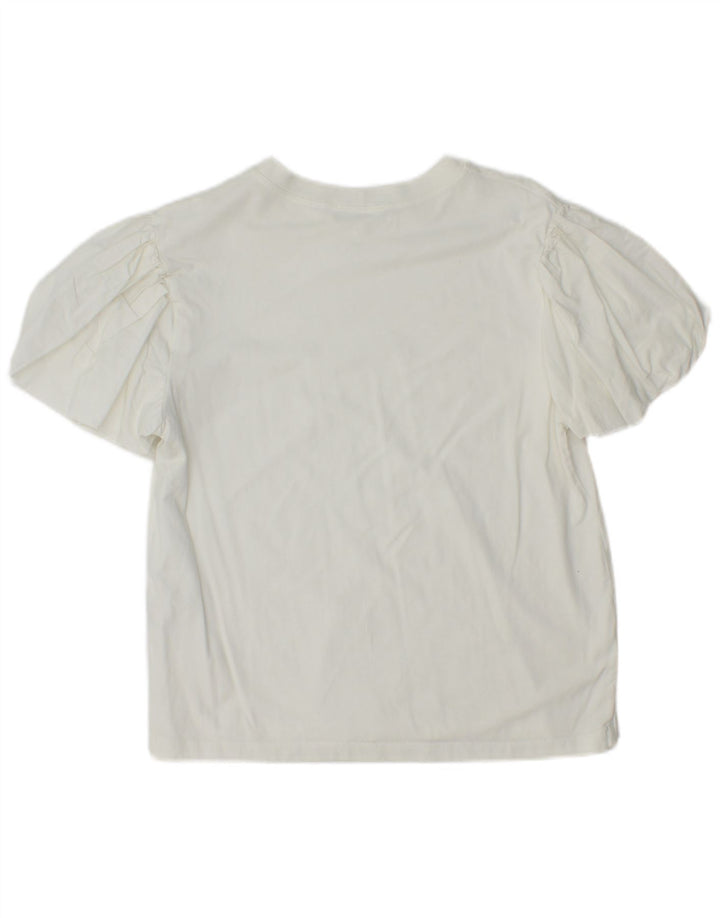 Zara Womens Blouse Top UK 12 Medium White Cotton