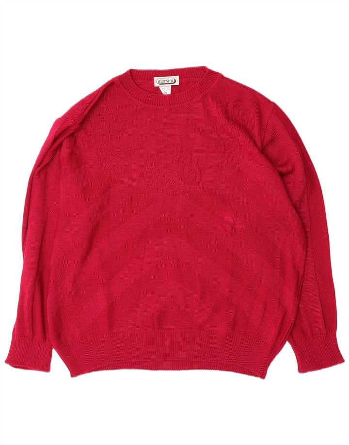 Vintage Womens Oversized Crew Neck Jumper Sweater IT 46 Large Red Chevron