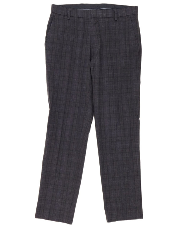 Marks & Spencer Mens Slim Fit Chino Trousers W30 L29 Navy Blue Check