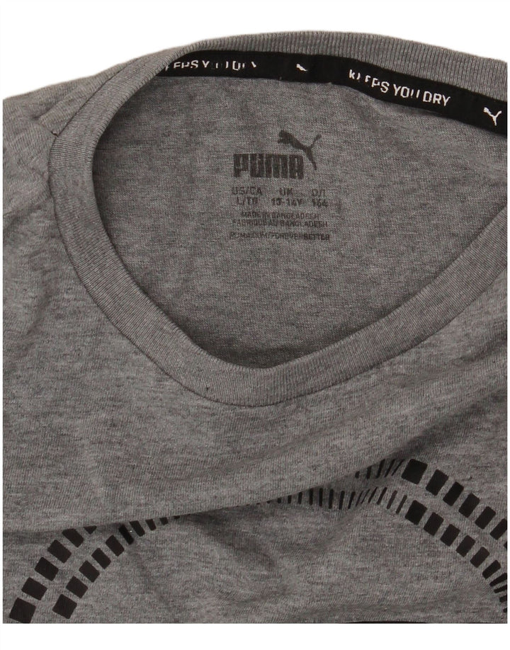 PUMA Boys Graphic T-Shirt Top 13-14 Years Grey Flecked