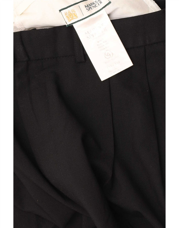 Marks & Spencer Mens Pegged Suit Trousers W36 L36 Black Polyester