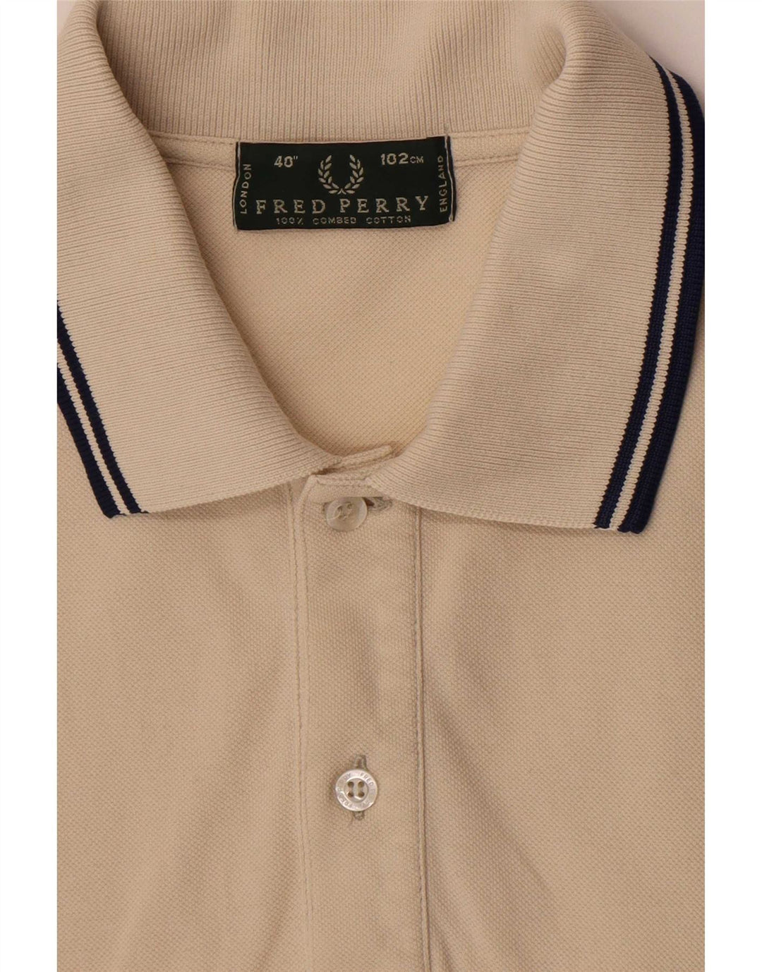 Fred Perry Mens Polo Shirt Medium Beige Cotton